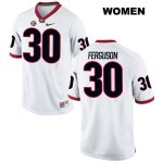 Women's Georgia Bulldogs NCAA #30 Ed Ferguson Nike Stitched White Authentic College Football Jersey FZU8654LE
